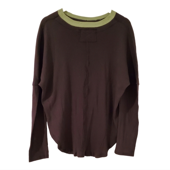 We The Free by Free People Jayson Ringer Thermal Top Oversized Black XS - Picture 6 of 7